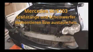 Mercedes C Klasse w203 Stoßstange und Scheinwerfer demontieren austauschen und versiegeln