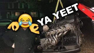 Pulling a BMW E24 Engine(feat. my roommate and his sh!tbox)