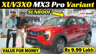 2024 Mahindra XUV3XO MX3 Pro | Value for Money Model | Sunroof Tata Nexon Rival | Variants Explained