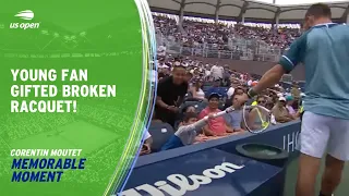 Corentin Moutet Gives Smashed Racquet to Young Fan! | 2023 US Open