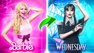Wednesday Addams Makeover! From Nerd Barbie to Popular Wednesday Addams!