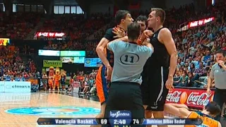 Tensión en los minutos finales del Valencia Basket - Dominion Bilbao Basket