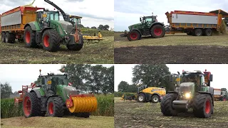 Mais hakselen en inkuilen door Nijmeijer Kuipers met New Holland FR650 en 3 Fendt trekkers (2021)