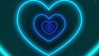 Blue Neon Lights Love Heart Tunnel and Romantic Abstract Glow Particles Wallpaper 1 hour Background