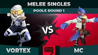 vortex vs MC - Melee Singles: Pools R1 Winners Semifinals - Genesis 7 | Sheik vs Falco