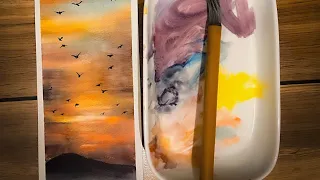 Easy Sunset Watercolor Painting Tutorial For Beginners