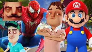 Hello Neighbor - New Secret Neighbor Aaron Spoder-Man SpongeBob Mario History Gameplay Walkthrough