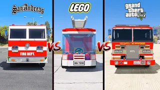 GTA 5 Fire Truck vs Lego Fire Truck vs GTA San Andreas Fire Truck - which is best?