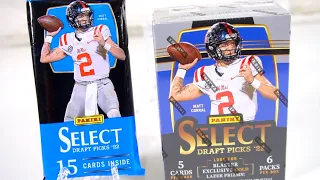 Select Draft Picks 2022 Football Cards Hanger Pack vs Blaster Box Gold Lazer and Rookies