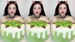 Asmr🍰Eating Matcha Chocolate Cake🍰 (Soft And Waxy Sound) 크림丨먹방丨Mukbang丨Satisfying丨Eatingshow