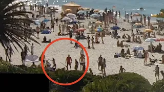 Horrific attack on Clifton 4th beach captured by webcam | Group fight using poles as weapons