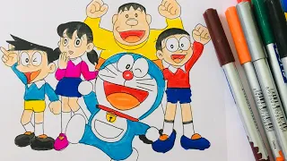 How to draw Doraemon and his friends | Doraemon and his friends drawing easy