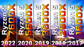 Ryzen 5 7600X vs 5600X vs 3600X vs 2600X vs 1600X | PC Gameplay Benchmark Test
