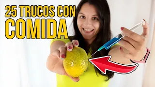 PROBAMOS 25 TRUCOS INCREÍBLES CON COMIDA QUE TE SORPRENDERÁN