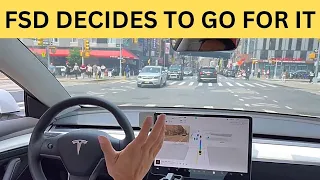 Tesla FSD Decides To Go For It in Busy NYC Intersection, Making a Short-Nerved Turn