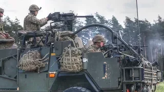 British Army Soldiers Fire Machine Gun & Grenades From Jackal 2 Armoured Vehicle