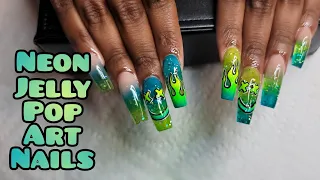 Neon Jelly Pop Art Nails | Client Work | Not Polish Acrylic