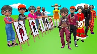Scary Teacher 3D vs Squid Game Picture and Nice Dress or Error Challenge Hello Neighbor vs Ice Loser