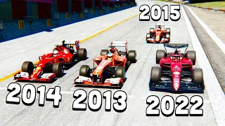 Ferrari F1 2022 vs Ferrari F1 2013-2014-2015 at Imola GP