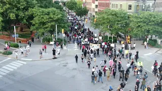 Drone video of protesters on Mass Ave