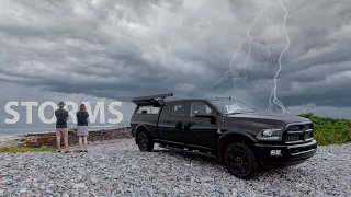 Storms Put a Damper on our Truck Camping ⛈ Heavy Rain and Thunder While Cooking Under our Awning