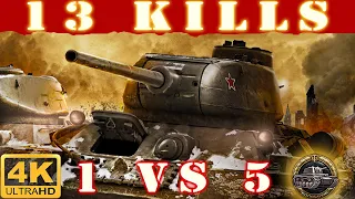 ✔️ T-34-85M WoT ◼️ 13 KILLS • 1 VS 5 • 4.5K Damage ◼️ WoT Replays gameplay