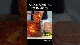 매운 실비김치와 스팸과 흰쌀밥 꿀조합 🔥