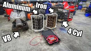 Weighing Engines. LS iron vs aluminum block. 4cyl vs V8. Surprising results.