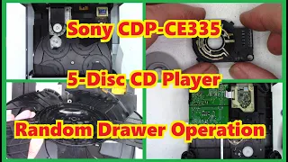 Sony CDP-CE335 5-Disc CD Player Random drawer and Turntable operation. It has a Mode Select Switch!