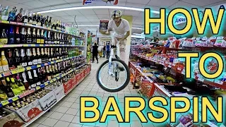 ОБУЧАЛКА НА БАРСПИН/ВОРВАЛСЯ В ТОРГОВЫЙ ЦЕНТР НА ВЕЛИКЕ/HOW TO BARSPIN ON BMX, MTB/ТРЮК ДЛЯ НОВИЧКОВ