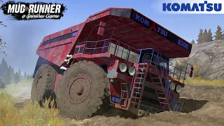 Spintires: MudRunner - KOMATSU Giant Mining Dump Truck Falls Into A Huge Pit