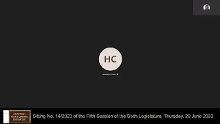 Sitting No. 14/2023 of the Fifth Session of the Sixth Legislature, Thursday, 29 June 2023