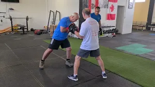 Left hook demo - weight shift and pivot.