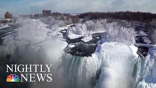 Drone Footage Of Frozen Niagara Falls | NBC Nightly News