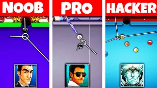 NOOB vs PRO vs HACKER  in 8 Ball Pool