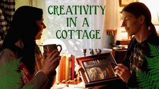 Cozy Cottage Art Studio Vlog 🎨🌿 Dark Academia + Cottagecore Artwork 🍄🪵