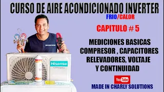 CURSO DE AIRE ACONDICIONADO SPLIT INVERTER CAP # 5 MEDICION DE  COMPRESOR CAPACITORES Y RELEVADORES
