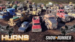 All 52 Vehicle HORNS compilation - SnowRunner