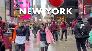 New York City Walking Tour [4K] Midtown Manhattan Rainy Morning