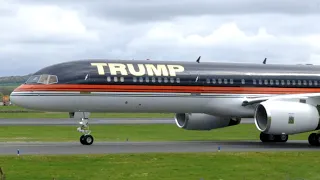 Trump Force One arrives at Prestwick Airport
