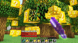 Minecraft UHC but trees drop Lucky Blocks..