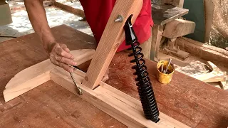 Unique Creative Woodworking Ideas // How To Make A rocking Chair From A motorcycle Shock Absorber