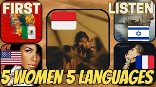 5 LANGUAGE MARATHON REACTION to Aaliyah / Roxane Bruneau / Yael Naim /  Isyana Sarasvati / Noé Lira