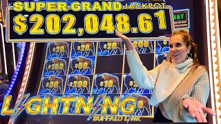 BONUS in a BONUS WINS the $202,000 SUPER GRAND - Buffalo Lightning Link