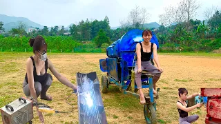 Restoring the rice threshing machine and re-welding it to serve people in lytieuhang village