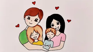 Как нарисовать СЧАСТЛИВУЮ СЕМЬЮ/How to draw a HAPPY FAMILY