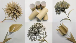 Easy Paper Flowers DIY🌷 5 Tutorials Step by Step 🌼 Toilet Paper Rolls Crafts 🏵️ Recycling Ideas 🌻