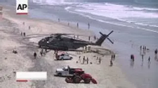 A huge Marine Corps helicopter made an emergency landing on a Southern California beach on Wednesday