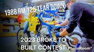 1988 RM125 TEAR DOWN for the BROKE TO BUILT CONTEST  2023