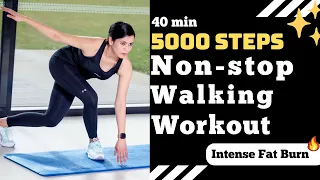 NON-STOP Walking Workout|🔥Lose Belly Fat|Intense fat burn🔥|Toned Legs,Thighs & Arms #homeworkout